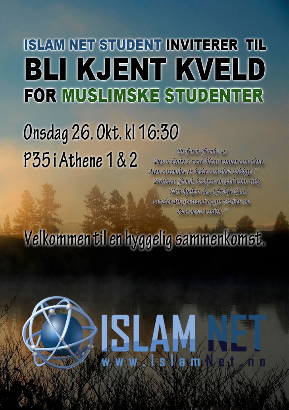 Islam Net Student inviterer til bli kjent kveld for muslimske studenter