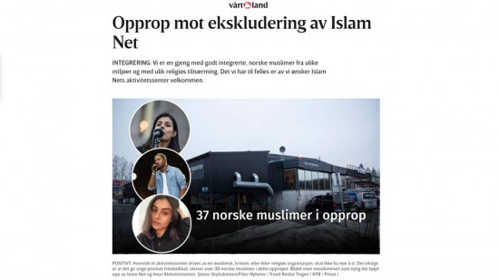 Opprop mot ekskludering av Islam Net